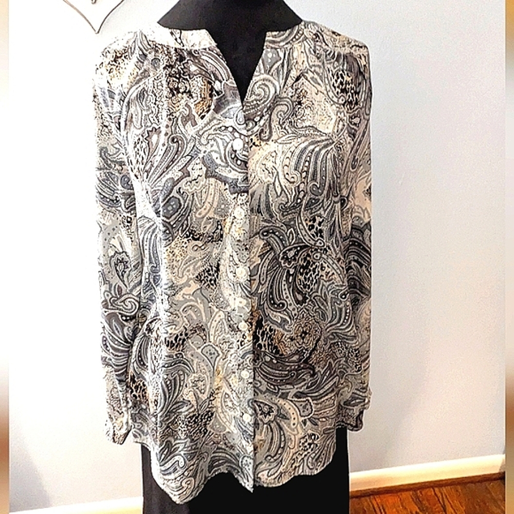 Chicos "Silk" Blue Paisley Blouse (4)